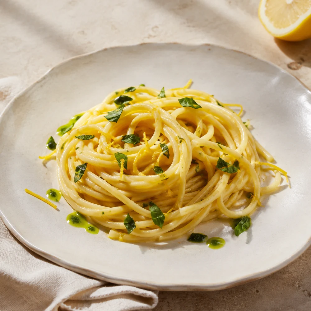 Linguine al limone con basilico